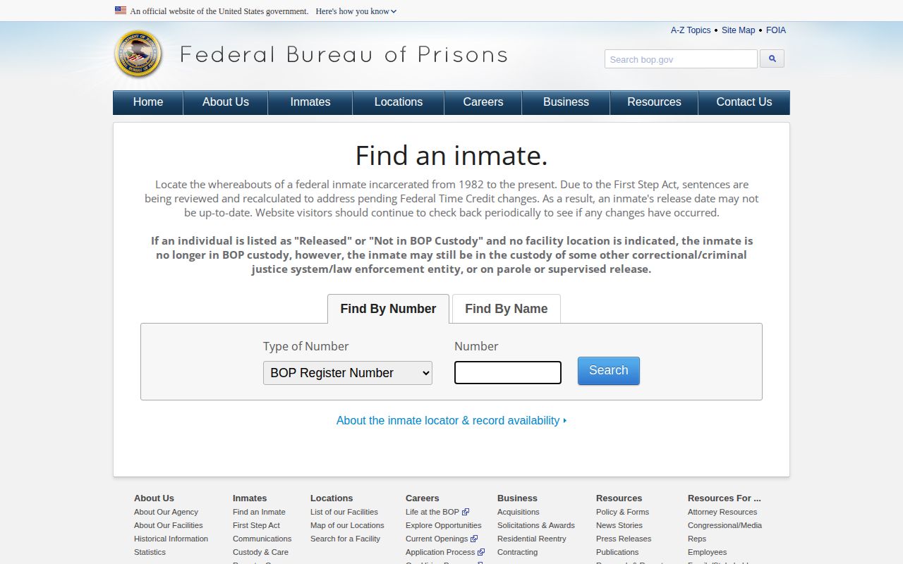 Federal locator form for a Williamson County related release search