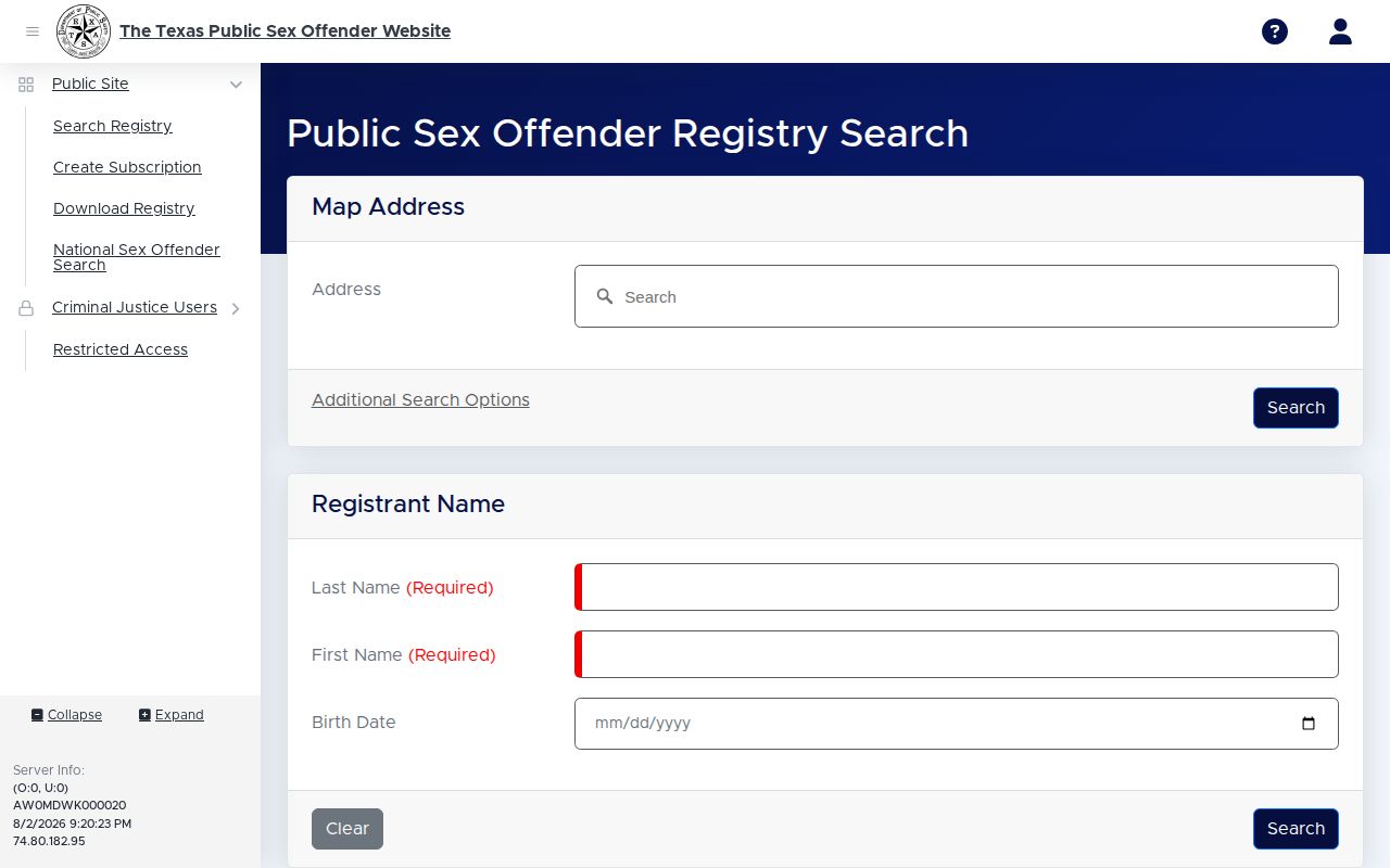 Texas DPS registry search related to Williamson County post-release records