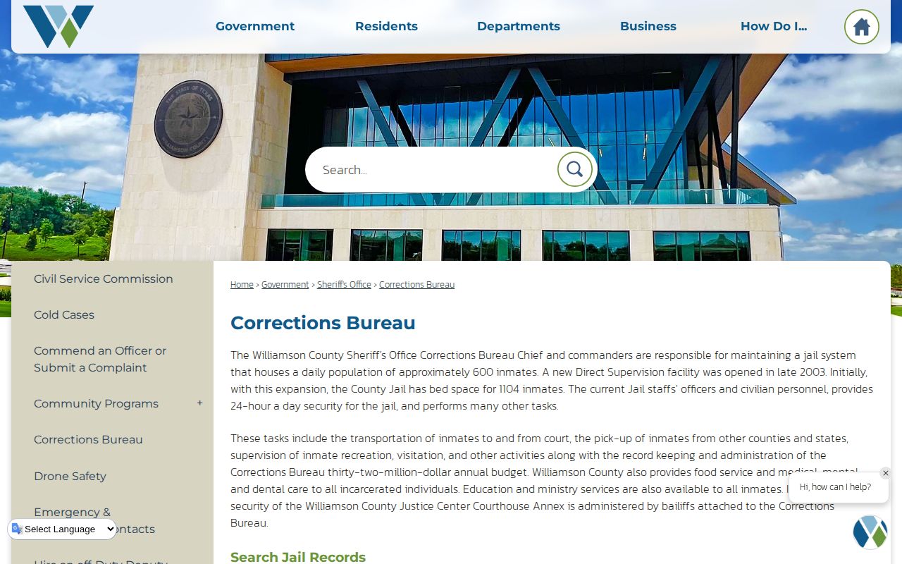 Williamson County released inmate jail records link and facility context